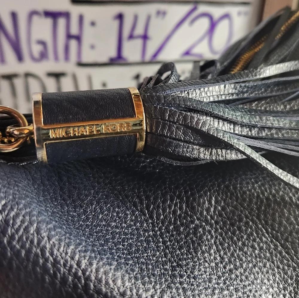 Michael Kors‎ rich blue pebbled leather Bedford hobo bag gold hardware